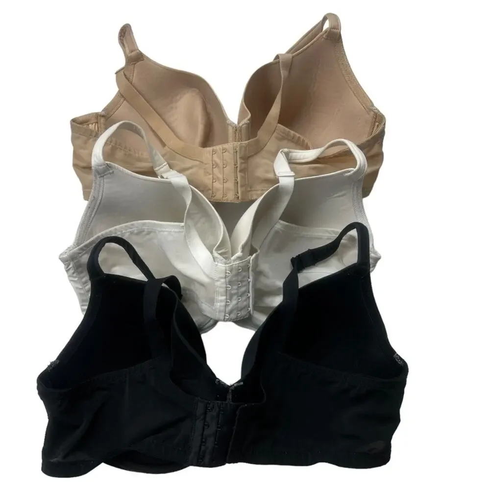 3 Cacique Bras Underwire Unpadded Cup Neutrals Adjustable Strap Women's 42DD